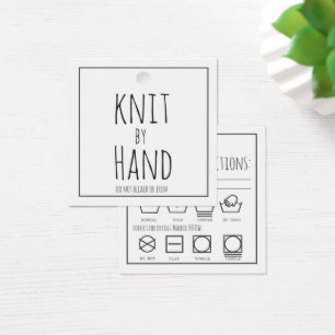 Knit by Hand Square Hang Tag & care label for Knit