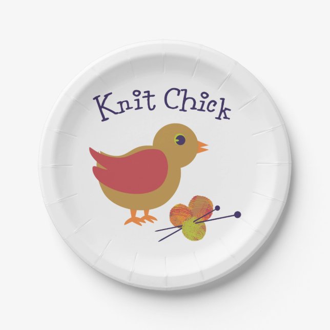 Knit Chick Paper Plate (Front)