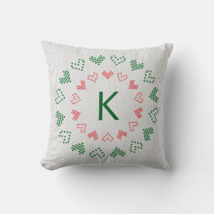 Knit Christmas Sweater Custom Monogram Throw Pillow