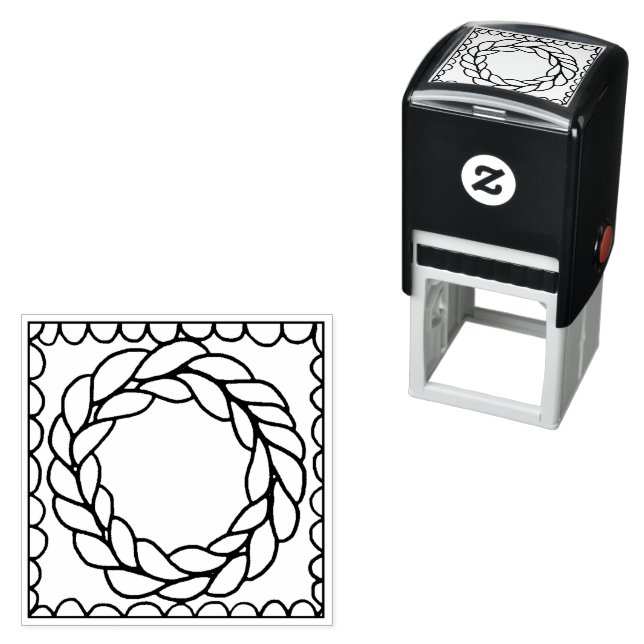 KNIT CIRCLE 1.5" Square Self-Inking Rubber Stamp  (In Situ)