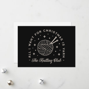 Knit club knitting holidays funny yarn holiday card