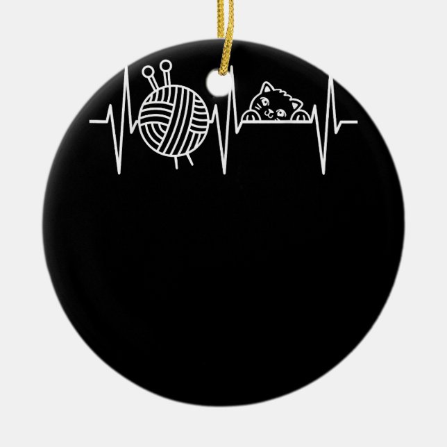 Knit Crochet Knitter Gift Crocheting Sheep Knittin Ceramic Ornament (Front)