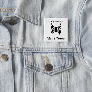 Knit / Crochet Yarn Skein Craft Party Name Tag 2 Inch Square Button