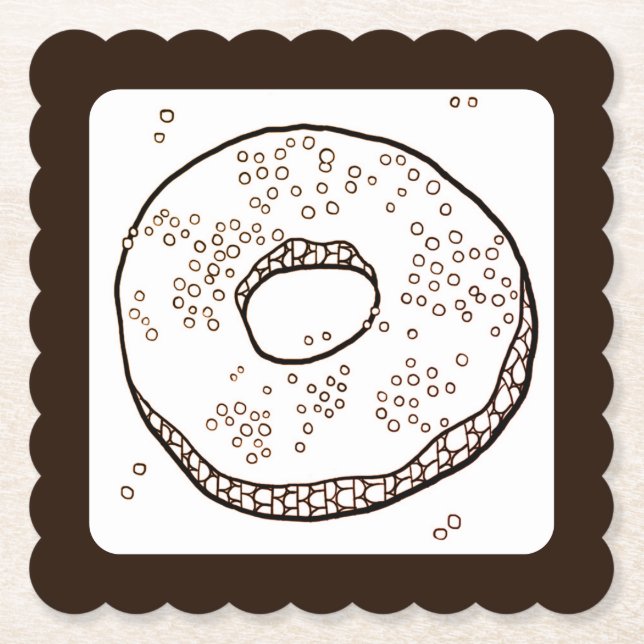 KNIT DONUT Scalloped Square Paper Coasters (Front)