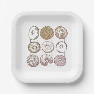 KNIT DONUTS 7" Square Paper Plates