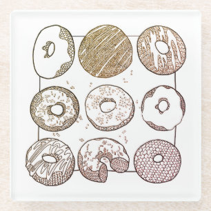 KNIT DONUTS Glass Drink Coaster 