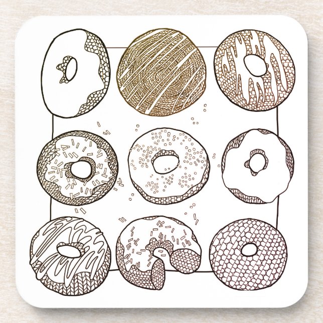 KNIT DONUTS Hard Plastic Coasters  (Front)