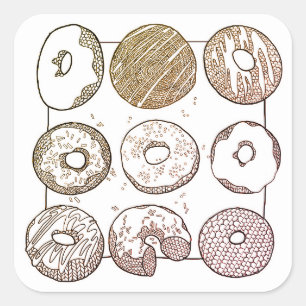 KNIT DONUTS Large Square Stickers