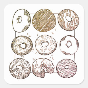 KNIT DONUTS Small Square Stickers