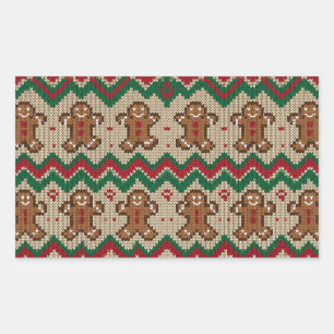 Knit Gingerbread Man Christmas Pattern Sticker