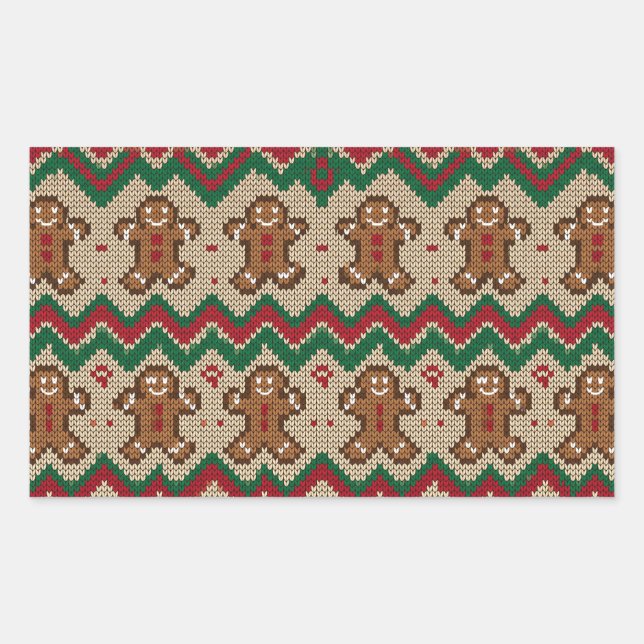 Knit Gingerbread Man Christmas Pattern  Sticker (Front)