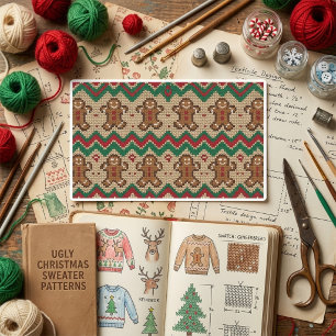 Knit Gingerbread Man Christmas Pattern Sticker