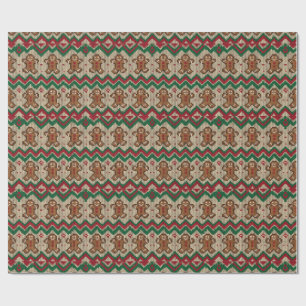 Knit Gingerbread Man Christmas Pattern Wrapping Paper