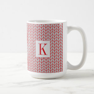 KNIT GRIS ROUGE Tall White Mug + Initial