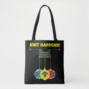 Knit Happen!  Funny Knitting Project Tote. Tote Bag