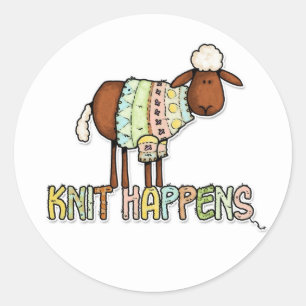 knit happens classic round sticker
