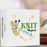 Knit Happens Fun Personalized Knitting Pattern Binder<br><div class="desc">Perfect for all your knitting patterns and customized project notes. This quirky little design carries the timeless phrase "Knit Happens". The phrase is written in green and black mixed typography. The design features a ball of variegated yarn in teal blue, vanilla, mustard and spice together with knitting needles and some...</div>