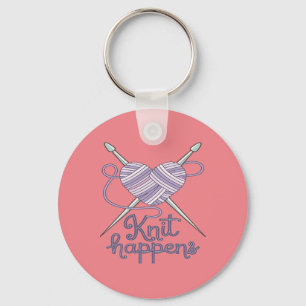 Knit Happens Funny Knitting Yarn Lover Design Keychain