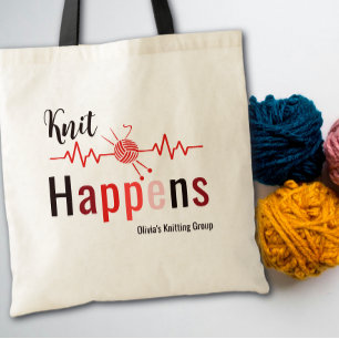 Knit Happens Heart Beat Gift For Knitter Tote Bag