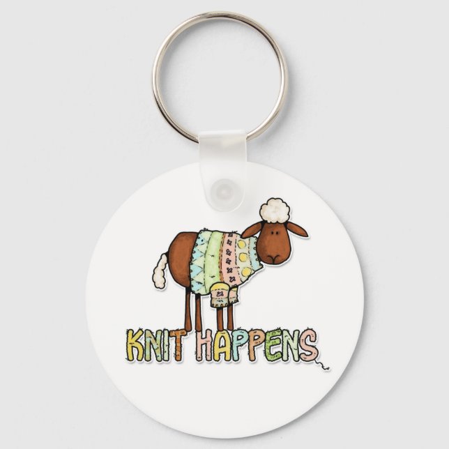 knit happens keychain (Front)
