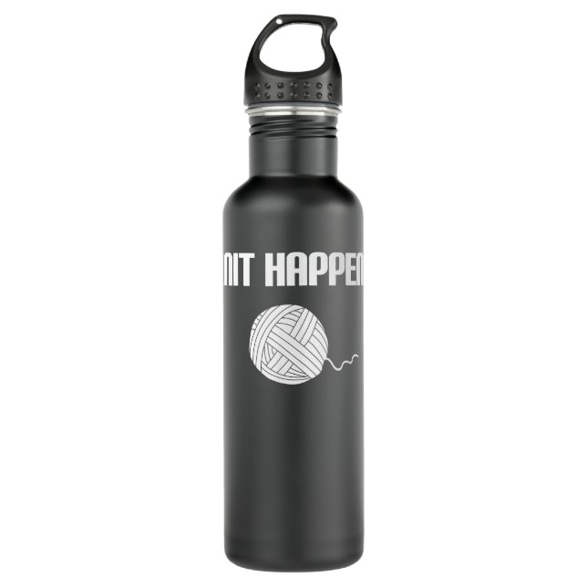 Knit Happens - Knitting Knitter Crocheting Crochet 710 Ml Water Bottle (Front)