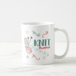 Knit Happens Multi-Coloured Yarn Funny Knitters Coffee Mug