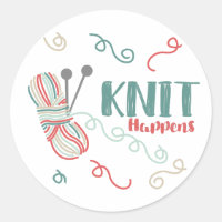 Knit Happens w Multi-Colour Ball of Yarn - Knitter