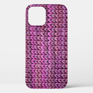Knit Harmony: Purple Stripe Texture iPhone 12 Case