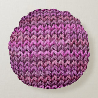Knit Harmony: Purple Stripe Texture Round Pillow