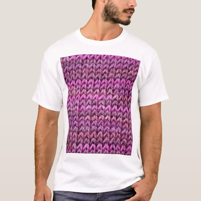 Knit Harmony: Purple Stripe Texture T-Shirt (Front)