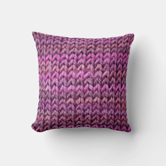 Knit Harmony: Purple Stripe Texture Throw Pillow