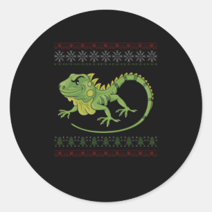 Knit Iguana Reptile Reptilian Animal Gift Classic Round Sticker