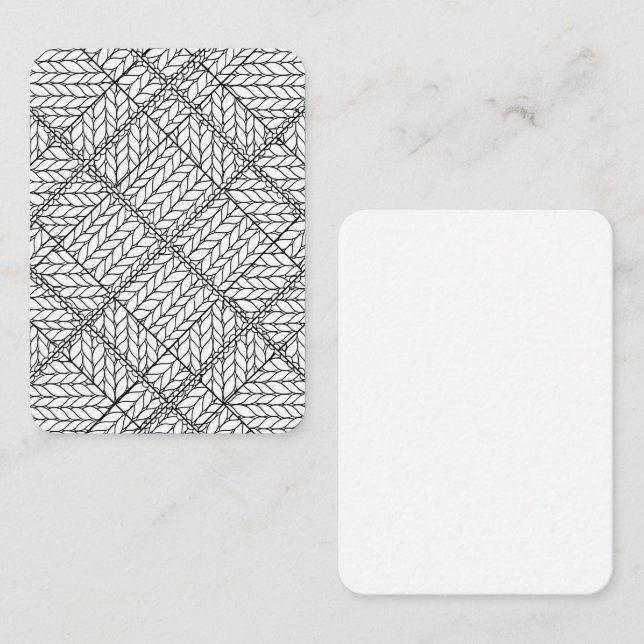 KNIT JACQUARD BLANC 3,5x2,5 Carte plate / Vertical (Devant / Derrière)
