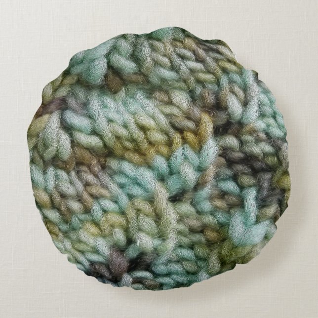 Knit Malabrigo Yarn Texture Crafts Round Pillow (Back)