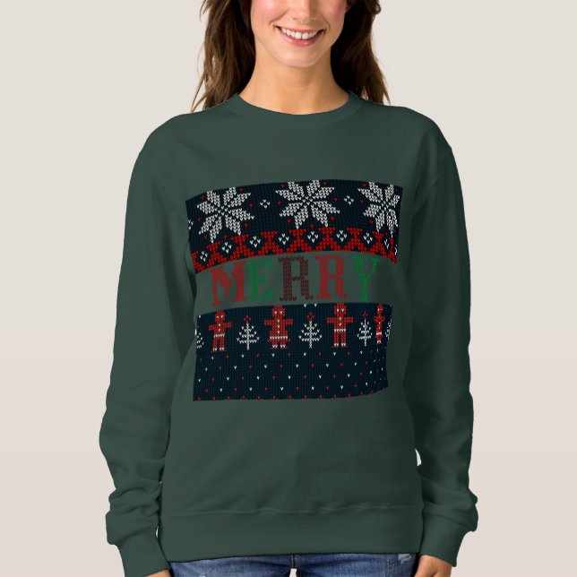 Knit Merry  Christmas Sweatshirt (Front)