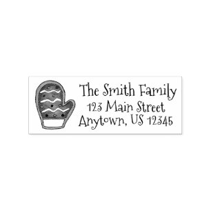 Knit Mitten Sugar Cookie Christmas Winter Address Rubber Stamp