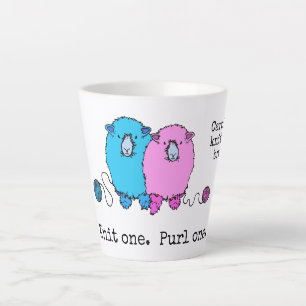 Knit one purl one cute coloured sheep personalised latte mug