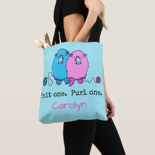 Knit one  Purl one.  Fun fluffy sheep personalized Tote Bag