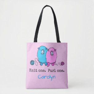Knit one Purl one. Fun fluffy sheep personalized Tote Bag