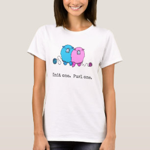 Knit one.  Purl one.  With fluffy sheep T-Shirt