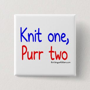 Knit One, Purr Two 2 Inch Square Button