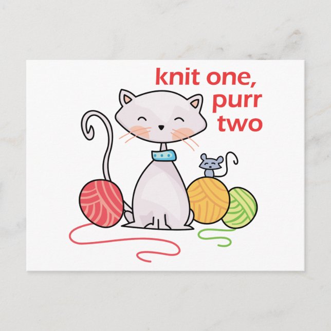 Knit One Purr Two Postcard (Front)