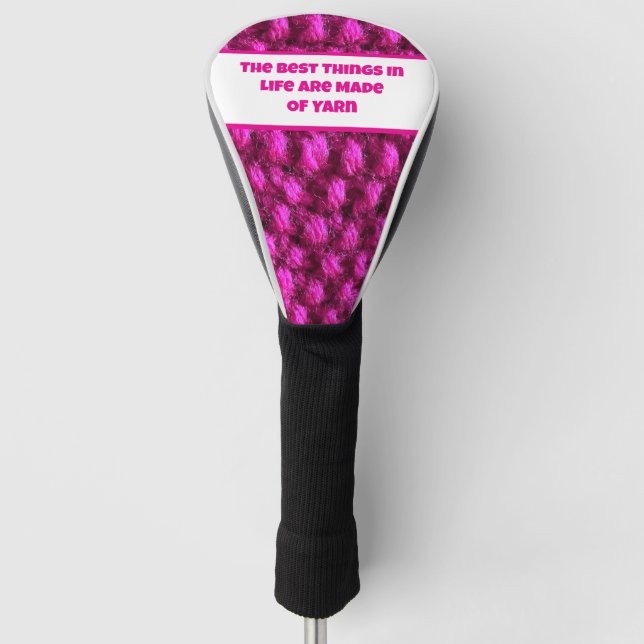 Knit Pink Crochet Pattern Crafty Love Yarn Golf Head Cover (Front)