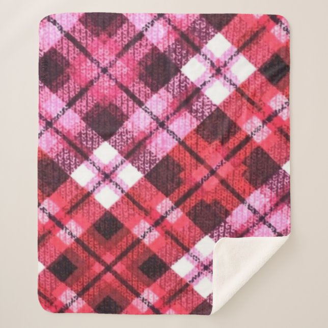 Knit Plaid Tartan Check Pink White Wine Motif (Devant)