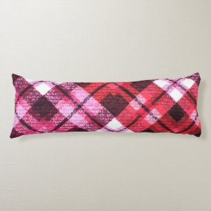 Knit Plaid Tartan Check Pink White Wine Pattern Body Pillow