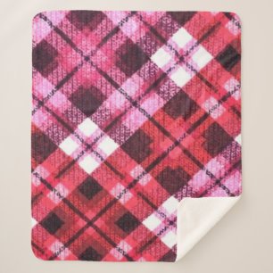 Knit Plaid Tartan Check Pink White Wine Pattern Sherpa Blanket