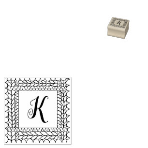 KNIT PURL 1" Square Rubber Stamp + Initial