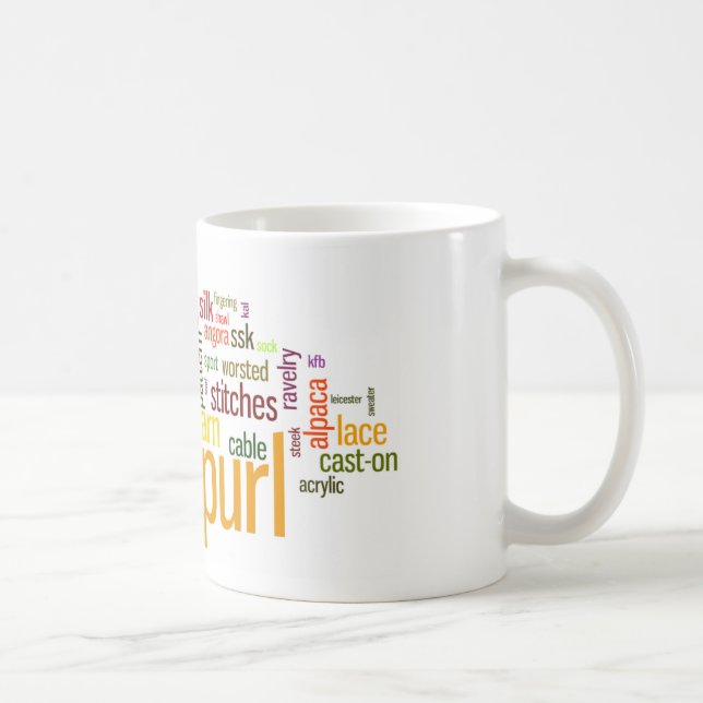 Knit Purl Knitting Lexicon for Knitters Coffee Mug (Right)