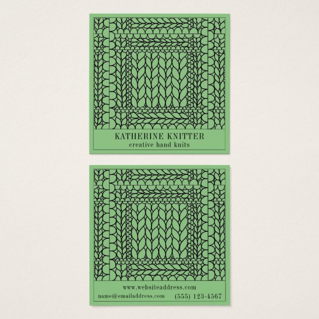 KNIT PURL SAGE Square Business Card  (Front & Back)