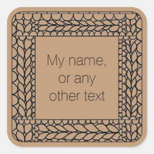 KNIT PURL TAN Large Square Stickers + Text